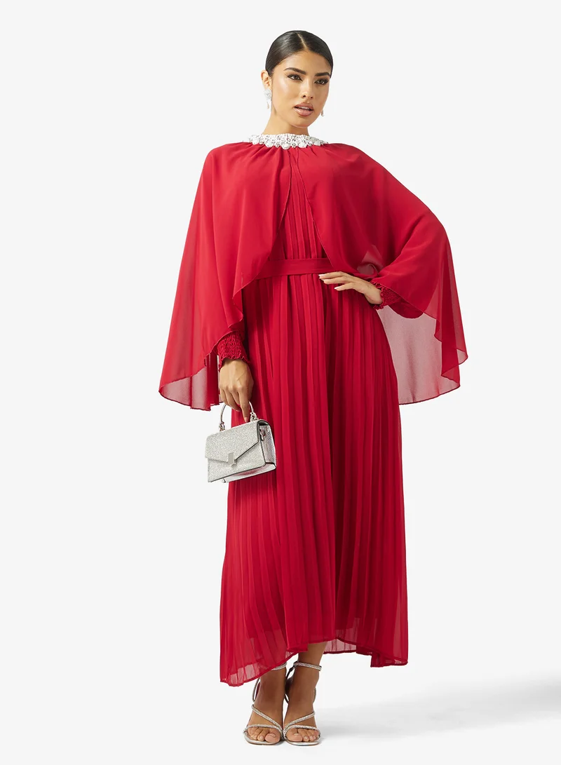 Khizana  Cape Dress With Embellished Neck for Women | Best Price UAE